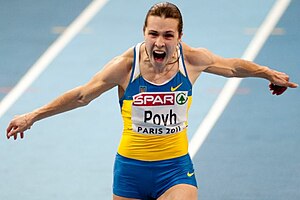 Tijdens de 60 m op de EK indoor 2011, Parijs