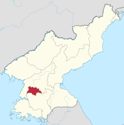 Pyongyang highlighted in red in North Korea