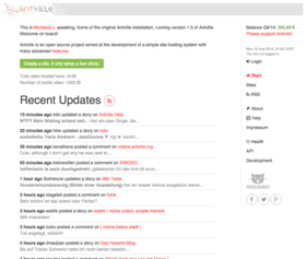 Screenshot der Website Antville.org