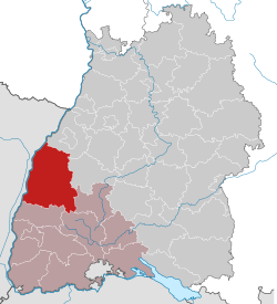 Elhelyezkedése Baden-Württemberg térképén