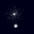 Distribuzione di particelle simile a due galassie vicine.