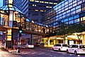 Pedestrian skybridge connects Copley Place mall (at right) to Prudential Center shops