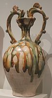 Splashed Tang amphora with dragon's head handles.