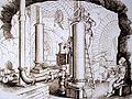 Wassersäulenmaschine im Menden-Schacht der Alten Mordgrube (Zeichnung von Eduard Heuchler 1857)