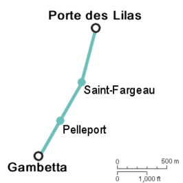 Parijse metrolijn 3bis op de kaart