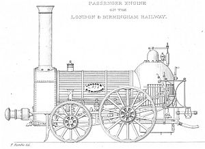 Contemporary drawing of a Bury 2-2-0 of the London and Birmingham.