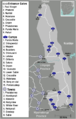 Map of Kruger National Park including major camps and gates, 2006.