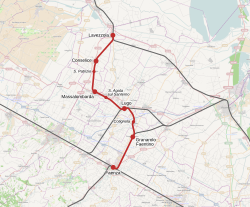 A Faenza–Lavezzola-vasútvonal útvonala