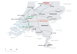 A Rotterdam–Zevenaar-vasútvonal útvonala