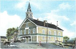 First Weymouth Town Hall. Built 1852, destroyed by fire in 1914.