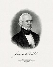 Black and white engraved portrait of Polk