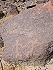 Petroglyphs etched on rock in the lower reaches of the Wadi Ejili