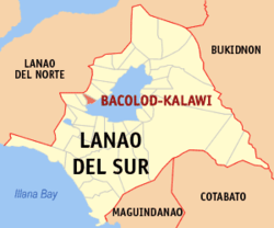 Map of Lanao del Sur with Bacolod-Kalawi highlighted
