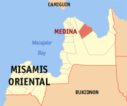 Map of Misamis Oriental with Medina highlighted