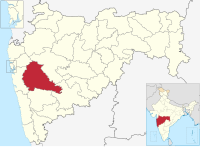 मानचित्र जिसमें पुणे ज़िला Pune district हाइलाइटेड है