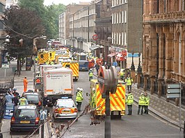 Hulpdiensten op Russell Square, nabij het gelijknamige metrostation, waar vlakbij een ontploffing plaatsvond.