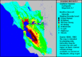 Erschütterung bei einem potentiellen Erdbeben der Südlichen Hayward-Verwerfung. Magnitude 6,7