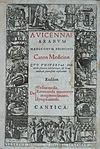 Linkes Bild: Seite aus der ältesten bekannten Handschrift des Kanons der Medizin, um 1030 Rechtes Bild: Ausgabe des Kanon, gedruckt 1595 in Venedig