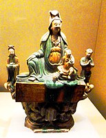 Tri-coloured Guan Yin (Avalokitesvara). Qing dynasty.