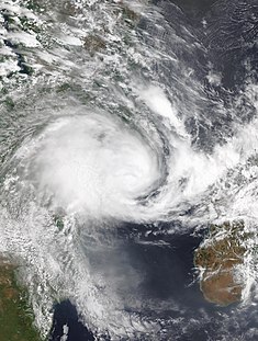 Tropischer Sturm Ana kurz nach seinem Landfall in Mosambik am 24. Januar 2022.