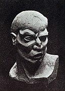 Andrew Dasburg, ca. 1912, Lucifer, plaster of Paris, no. 647 of the catalogue. Dasburg extensively reworked by carving directly into a sculpture of a life-size plaster head by Arthur Lee.(American Studies at the University of Virginia)