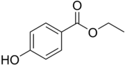 Structuurformule van ethyl-p-hydroxybenzoaat