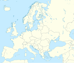 Mapa konturowa Europy, po lewej znajduje się punkt z opisem „Eurotunel”