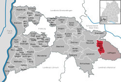 Elhelyezkedése Baden-Württemberg térképén