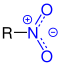 Allgemeine Struktur der Nitroverbindungen mit der blaumarkierten Nitro-Gruppe