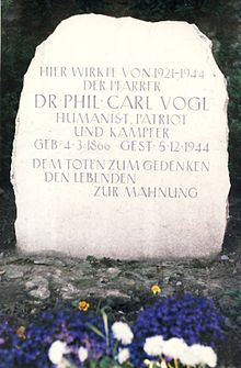 Gedenkstein für Carl Vogl in Jena-Vierzehnheiligen