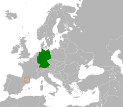 Lage von Deutschland und Andorra