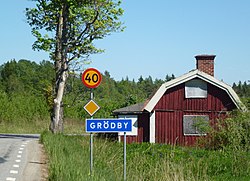 Grödby road sign.