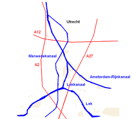 Locatie Amsterdam-Rijnkanaal, Lekkanaal en Merwedekanaal in Utrecht