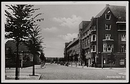 Michelangelostraat op een prentbriefkaart uit 1938