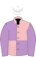 Pink and mauve (quartered), mauve sleeves, white cap