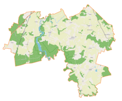 Mapa konturowa gminy Płoskinia, po lewej znajduje się punkt z opisem „Wielkie Wieżno”