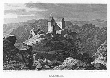 Blick von Südosten, Stahlstich (1840) von E. Grünewald