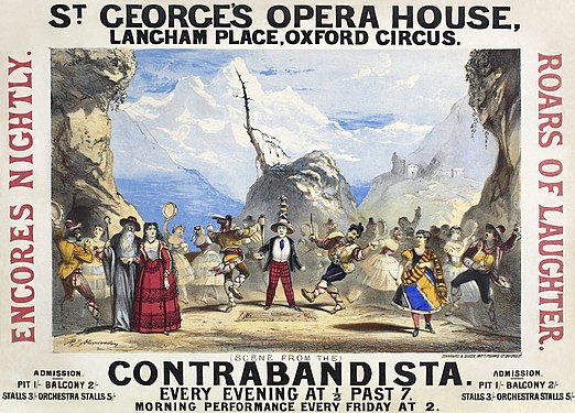 Poster for Arthur Sullivan's The Contrabandista by Robert Jacob Hamerton, restored by Adam Cuerden
