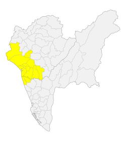 Tainan metropolitan area in yellow