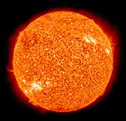 Picture of the Sun in extreme ultraviolet showing its turbulent surface.