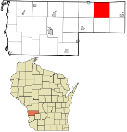 Location in Vernon County and the state of Wisconsin.