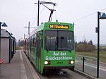 Gelede tram met aanhangwagen in Braunschweig gebouwd door LHB.