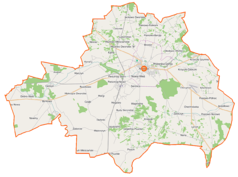 Mapa konturowa gminy Nasielsk, po prawej znajduje się punkt z opisem „Chrcynno”