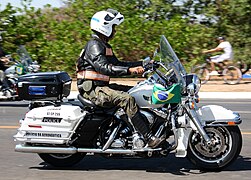 A Harley-Davidson motorcycle of the Brazilian Air Force Police (Polícia da Aeronáutica).