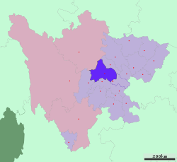 Location of Chengdu City jurisdiction in Sichuan