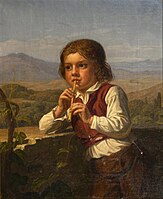 Boy playing the flute in a southern landscape, 1870