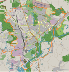 Mapa konturowa Czernihowa, blisko centrum na lewo znajduje się punkt z opisem „Czernihów”