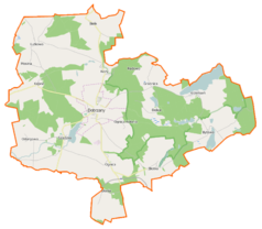 Mapa konturowa gminy Dobrzany, blisko centrum u góry znajduje się punkt z opisem „Kielno”