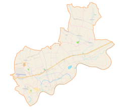 Mapa konturowa gminy Igołomia-Wawrzeńczyce, w centrum znajduje się punkt z opisem „Złotniki”