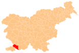 Karte von Slowenien, Position von Občina Hrpelje-Kozina hervorgehoben